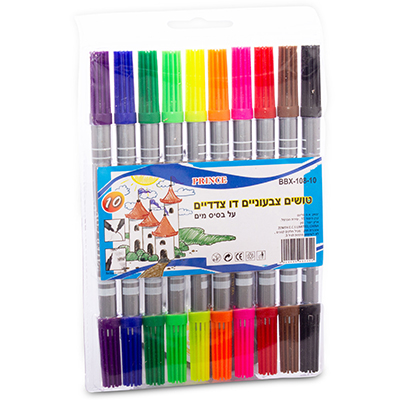 טוש דו צדדי צבעוני 12 גוונים בבליסטר - 1 יח'