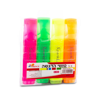 טוש זוהר פרינס סט 4 צבעים - 1 יח'