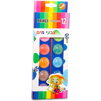 צבעי מים 12 צבעים בפלטה - 1 יח'