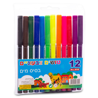 טוש צבעוני 12 גוונים בבליסטר - 1 יח'