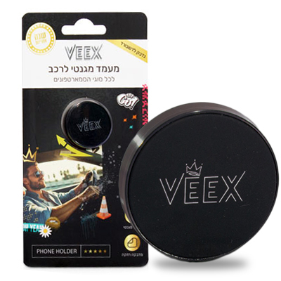מעמד טלפון לרכב עיגול - מדבקה לדשוברד - תופסן מגנטי - 1 יח'