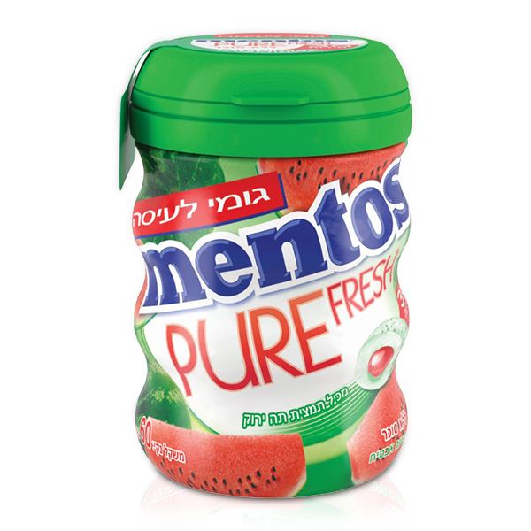 מסטיק מנטוס אבטיח 60 גר' בקבוק - מארז 6 יח'
