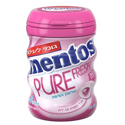 מסטיק מנטוס פירות מנטה 60 גר' בקבוק - מארז 6 יח'