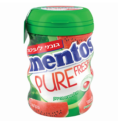 מסטיק מנטוס אבטיח 60 גר' בקבוק - מארז 6 יח'