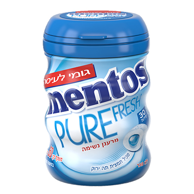 מסטיק מנטוס מנטה 60 גר' בקבוק - מארז 6 יח'