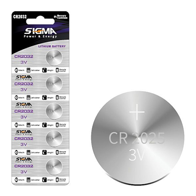 סוללה כפתור 3 וואט CR 2025 סיגמא - מארז 5 יח'