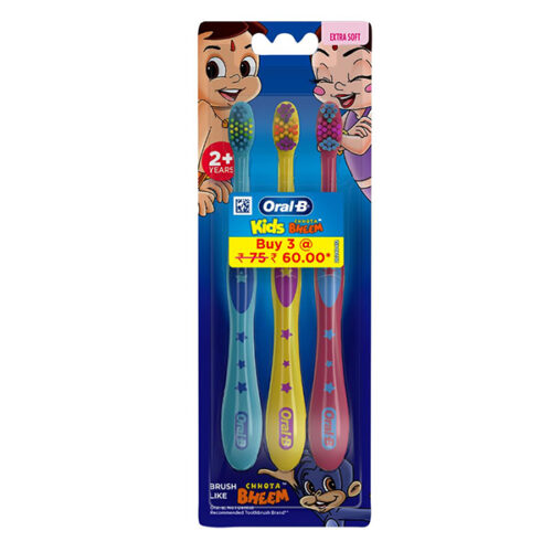 מברשת שיניים לילדים 2+ אורל בי מארז שלישייה
