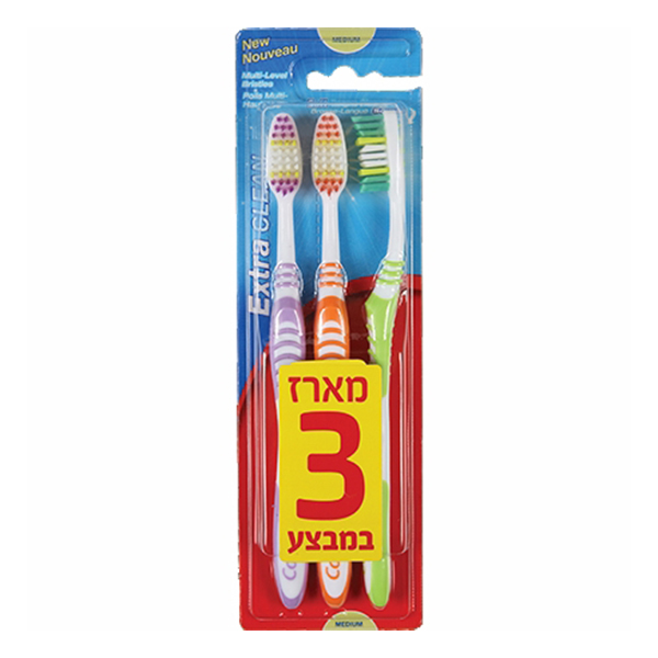 מברשת שיניים קולגייט אקסטרא קלין מארז שלישייה