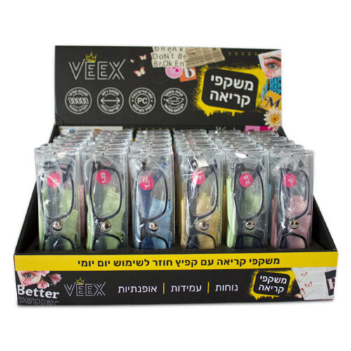 משקפי קריאה איכותיים בנרתיק וויקס - מארז 36 יח'