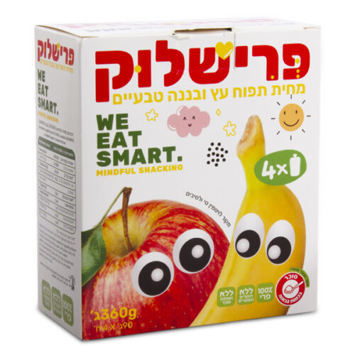 מחית פרי בטעם תפוח עץ ובננה 90 גרם - מארז 4 יח'