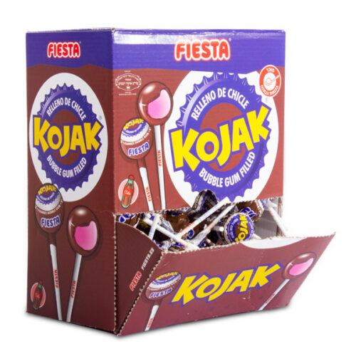 סוכריה על מקל עם מסטיק KOJAK בטעם קולה- מארז 100 יח'