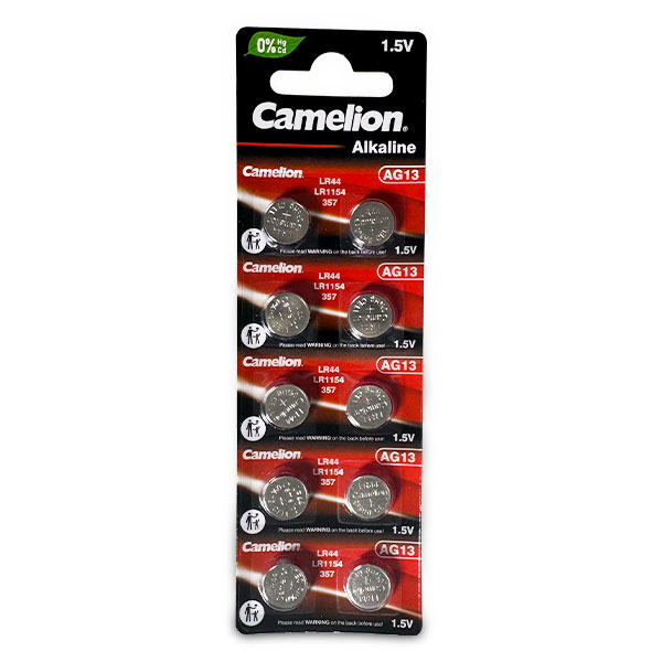 סוללה כפתור 1.5 וואט LR 44 CAMILION- מארז 10 יח'