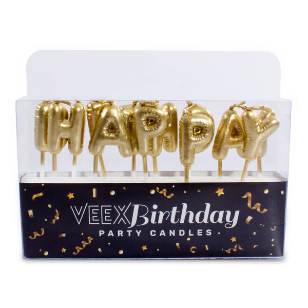 נרות happy birthday בלון זהב
