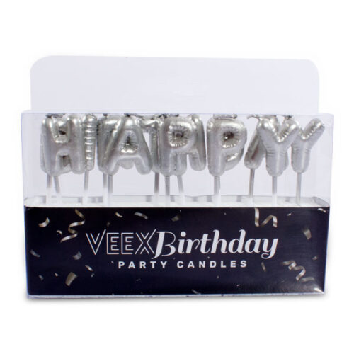 נרות happy birthday בלון כסף