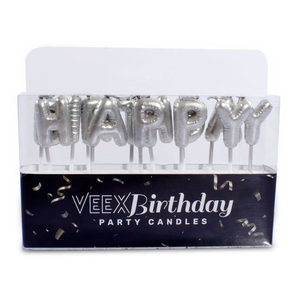 נרות happy birthday בלון כסף
