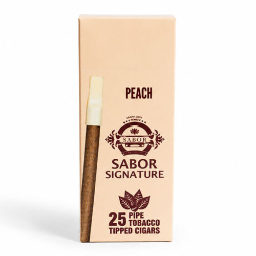 סיגרלות SABOR אפרסק עם פיית פלסטיק 25 יח'