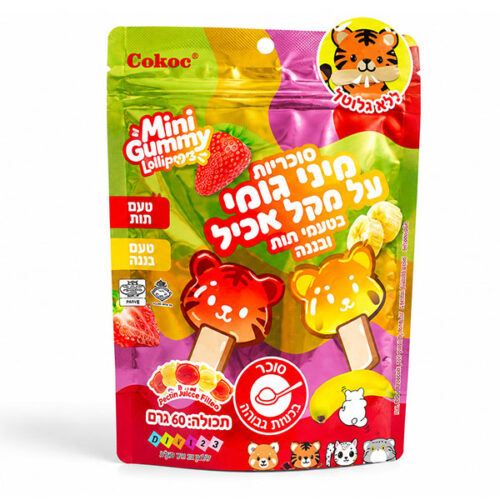 גומי על מקל אכיל בטעמים תות בננה 60 גרם
